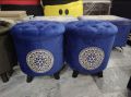 Wooden Ottoman puffy stool pair (Round shape) (Pack of 2). 