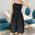 Summer Mini Dresses Fashion Female Elastic High Waist Casual Spaghetti Strap Sleeveless Dress Women Chiffon Dresses Vestidos.