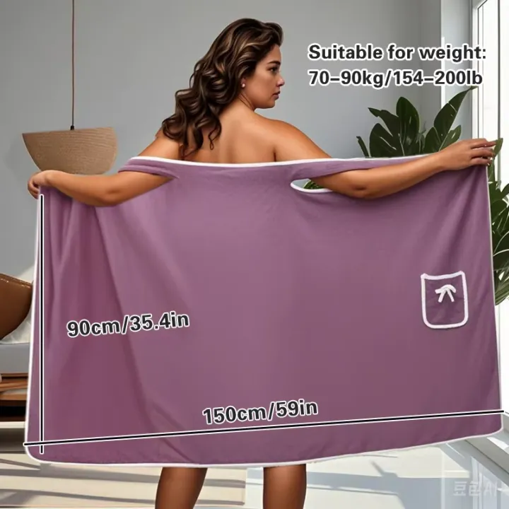 1Pc%20Women's%20Plus%20Size%20Wearable%20Bath%20Towel%20-%20Cute%20Bow%20Shower%20Skirt,%20Adjustable%20Bath%20Robe%20with%20Pocket.%20Soft%20Fabric%20for%20Home%20Use.%20-%20Image%202