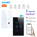 LiwoKit Tuya Wifi Five-Speed Fan Light Switch Thyristor Speed Adjustment Touch Panel Switch Remote Control. 