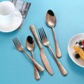 High Quality Cutlery Set Handle Exquisite carving Stainless Steel Golden Tableware Knife Fork Spoon Flatware Set Silverware Set. 