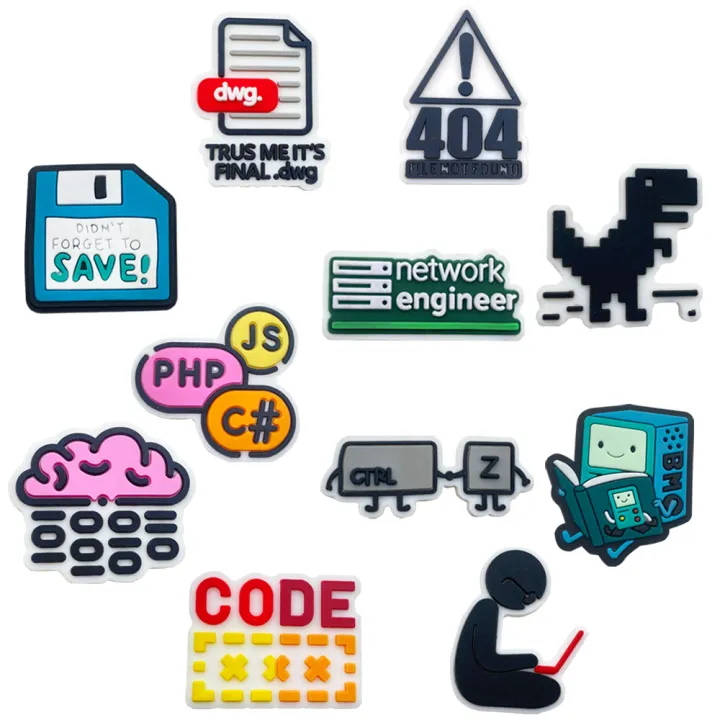 Tech%20Computer%20Programmer%20Shoe%20Charms%20PVC%20Removable%20Garden%20Shoe%20Ornaments%20Coding%20Pattern%20Shoe%20Decor%20%20for%20IT%20Developer%20-%20Image%204