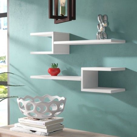 u shape floating shelf abstract shelves wall hanging shelf wall mounted shelves decoration piece | eagle woods | shelves for home | shelf for office | wall shelves decor book rack file rack U shape with tail end