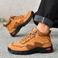 New Autumn Handmade Leather Men Boots Outdoor Design Sneakers Man Breathable Casual Leather Shoes Men Ankle Boots Fall Plus Size. 