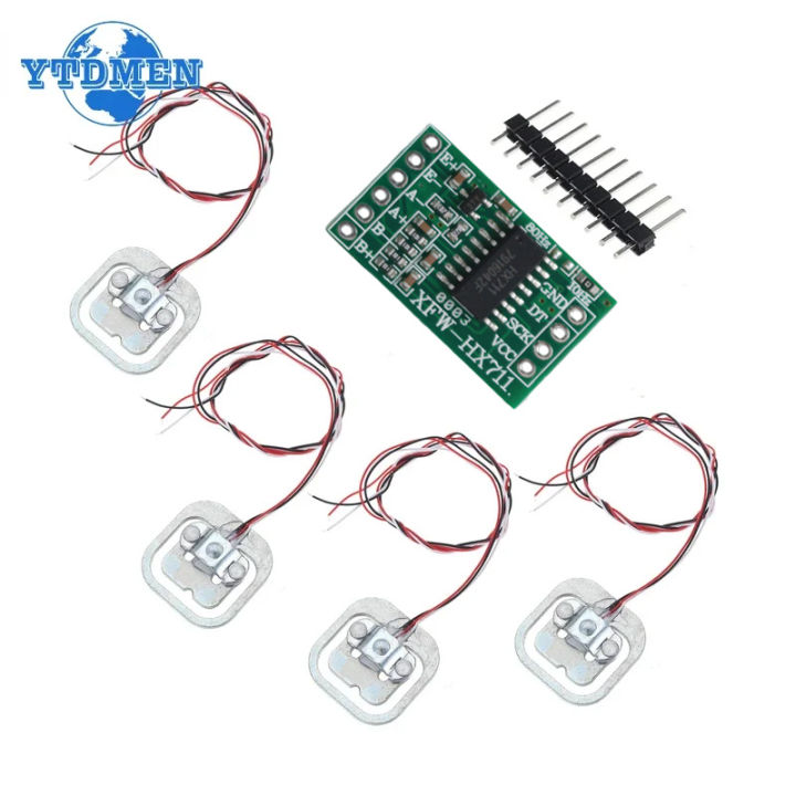 HX711 Weight Sensor Kit 200kg Load Cell Pressure Sensor Module + 4PCS 50kg Human Scale Weight Sensors Measurement Tool DIY Kit
