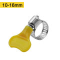 5/10pcs 8-44mm Adjustable Yellow Plastic Handle Hand Twist Hose Clamps Worm Driving  201 Stainless steel Pipe Clips For Tube. 