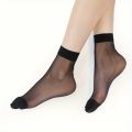 10 Pairs Women Transparent Thin Silk Stockings Summer Breathable Soft Comfortable Black Skin Tone Wear-Resistant Casual Socks.