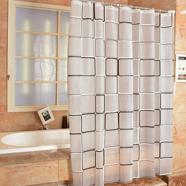 Bathroom Shower Curtains Waterproof Bath Curtain PEVA Modern Geometric Plaid Pattern Farmhouse Home Decoration Translucent