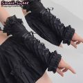 Ballet Goths Women‘s Y2K Girl Summer Lolita JK Bie Bow Sleeve Cover Half Finger Yarn Arm Warmers Wrist Cuffs Lace Ruffled Gloves.