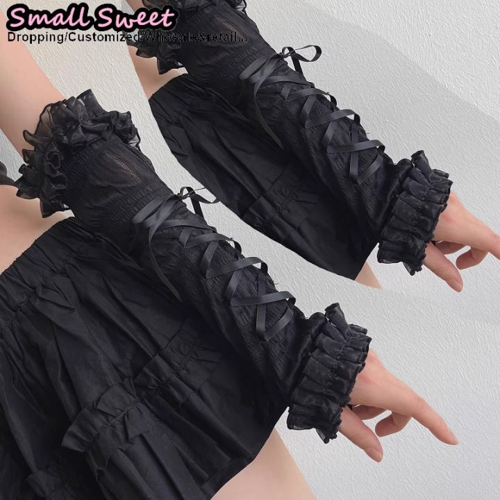 Ballet%20Goths%20Women%E2%80%98s%20Y2K%20Girl%20Summer%20Lolita%20JK%20Bie%20Bow%20Sleeve%20Cover%20Half%20Finger%20Yarn%20Arm%20Warmers%20Wrist%20Cuffs%20Lace%20Ruffled%20Gloves%20-%20Image%207