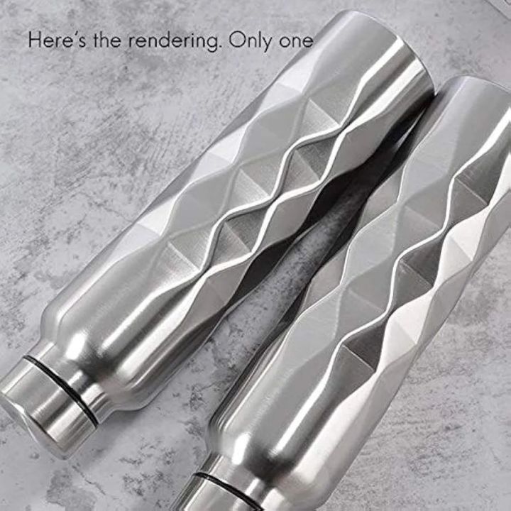 stainless steel water bottle with a rhombus design,1000Ml Single-Wall Stainless Steel Water Bottle Gym Sport Bottles Portable Beer Drink Bottle-1000ml