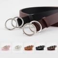 Double Ring Women Fashion Waist belt PU Leather Metal Buckle Heart Pin For Ladies Leisure Dress Jeans Wild Waistband. 