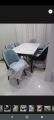 6 seater dinig set. 6 chair table and table top new designs uv marble textured top, customize colors theme available. 