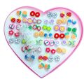 72/Pieces which is 36/Pairs of Studs, Furit, Animal and Flowers Earrings with heart shape Box Colourful and Random Studs earrings set 20% Discount for limited time only best for girls  birthday gift. 