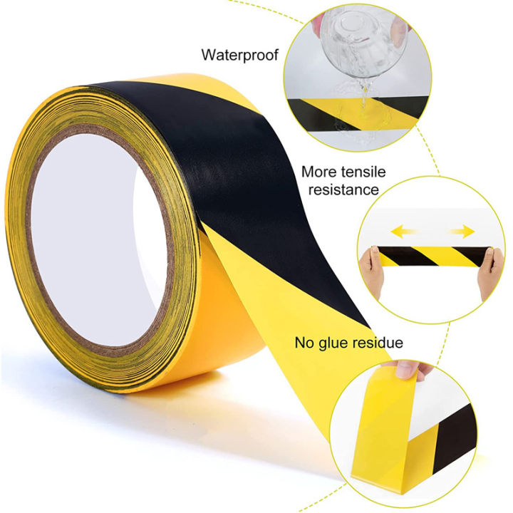 48mm%20x%2015M%20Black%20&%20Yellow%20Hazard%20Warning%20Safety%20Stripe%20Tape%20Ideal%20For%20Hazard%20Caution%20Warning%20Social%20Distance%20Warehouse%20Gym%20Floor%20-%20Image%203