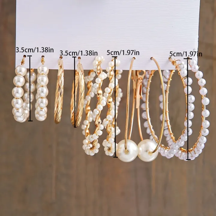 5%20Pairs%20Elegant%20Wrapped%20Imitation%20Pearl%20Round%20Hoop%20Earrings%20Exaggerated%20Geometry%20Big%20Round%20Earrings%20Women's%20Party%20Set%20Jewelry%20-%20Image%202