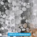 Bathroom Shower Curtain Transparent Lining Waterproof Bathtub Bathing Cover PEVA Mildew Proof Cobblestone Curtain with Hooks. 
