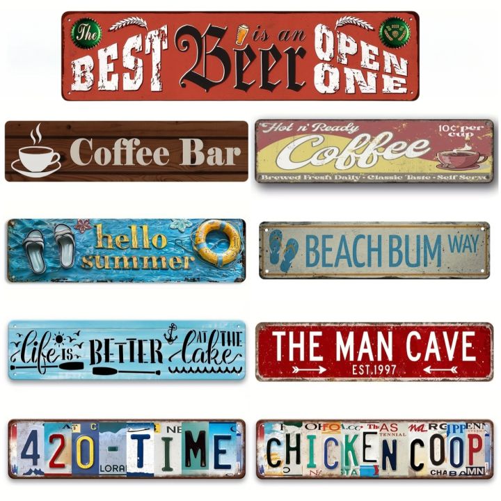 Vintage Metal Aluminium Signs Funny Coffee Bar 420 TIME BBQ Beer Retro Signs For Bar Club Man Cave Home Kitchen Wall Art Decor