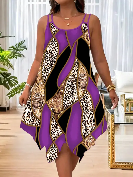 Plus-size%20women's%20fashion%20asymmetrical%20geometric%20stripes%20printed%20double%20strap%20dress%20-%20Image%206