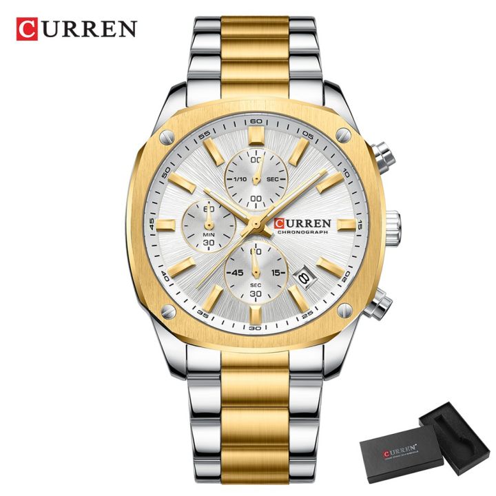 CURREN 8490 Luxury Chronograph Stainless Steel Waterproof Watch For Men