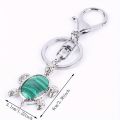 Sea Turtle Natural Crystal Stone Keychain Gemstone Chakra Keyring Natural Gemstone Cute Sea Turtle Keyring Energy Stone Keychain. 