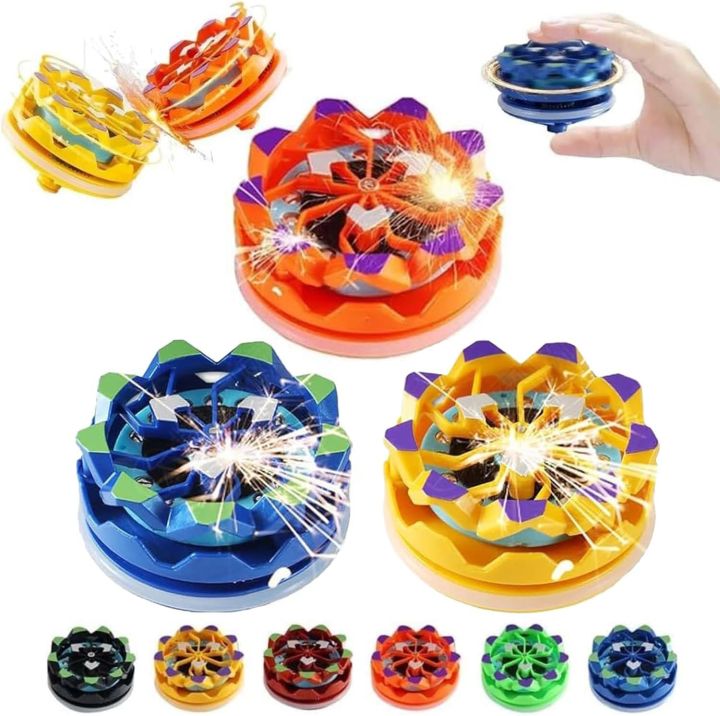 Fireworks Fingertip Gyro,Handheld Fireworks Gyroscope,Collision Sparks Light Up Spinning Top Toy,Creative Gyroscope Toy for Kids,Fidget Spinners for Adults, Cool Flashing Spinning toy random colour