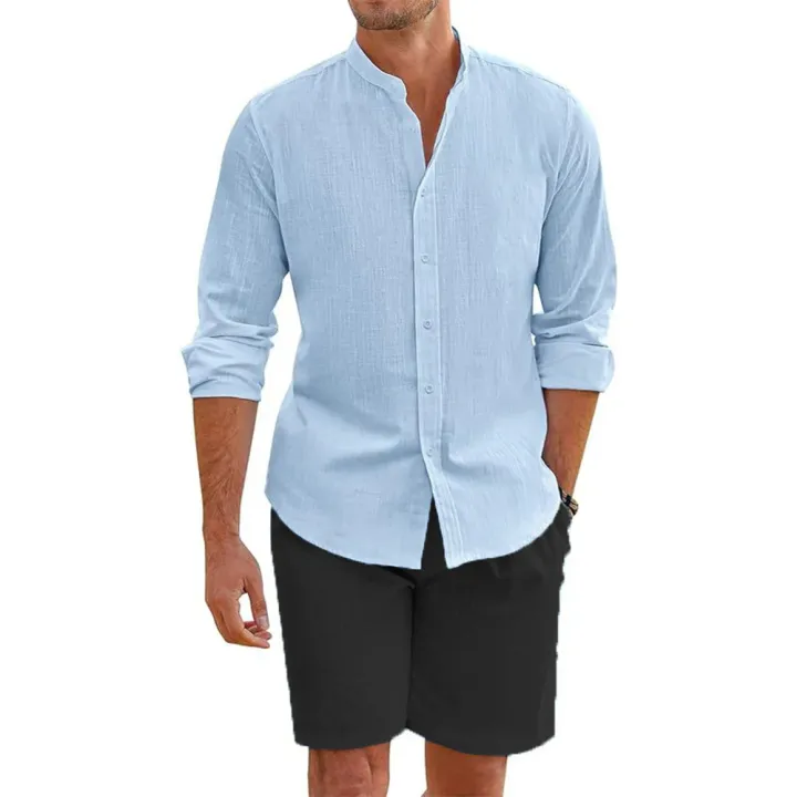 2%20pcs%20Sets%20Men's%20Summer%20Cotton%20Linen%20Shirt%20and%20Shorts%20Cardigan%20Simple%20Casual%20Beach%20Shirts%20Comfortable%20Hawaii%20Wear%20-%20Image%207