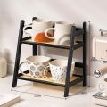 Bamboo Double Layer Rack 2-Tier Desktop Organizer Display Racks Office Stationary Office Storage Makeup Organizion for Vanity. 