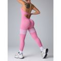 New Neckband Jumpsuits Women Striped Skinny Bodysuit Seamless  Backless Sportwear Workout Running Yoga Jumpsuit Pants. 