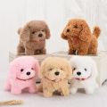 Walking Dog Toy 5.9 Inch Tall Cute Barking with Bell and Puppy Leash Interactive Tail Waking Realistic Plug. 