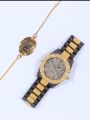 2pcs Women's Fashion Versatile Diamond Steel Band Watch and Breslate. 
