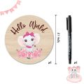 1pcs Pink Elephant Baby Birth Announcement Board Wooden Sign with Black Marker for Newborn Photo Prop Customizable Baby Keepsake. 