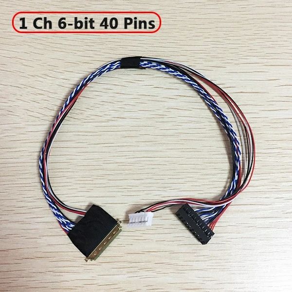 Universal 1ch 6bit 40pins lvds cable 300mm LP140WH1 screen cable 0.5mm Pin Pitch for LED Screen