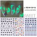 3pcs Luminous Butterfly Nail Decal Stickers Colorful Blue Butterfly Series Design Glow In The Dark Night Polish Sliders Manicure.