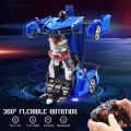 Transformer Remote Control Robot Car Independent 2.4G Robot Deformation RC Car Toy with One Key Transformation & 360 Speed Drifting 1:18 Scale - Blue. 