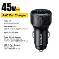 Essager USB C Car Charger 45W 2 Ports PD3.0 QC3.0 Digital Display Car Phone Charger For iPhone 16 15 .