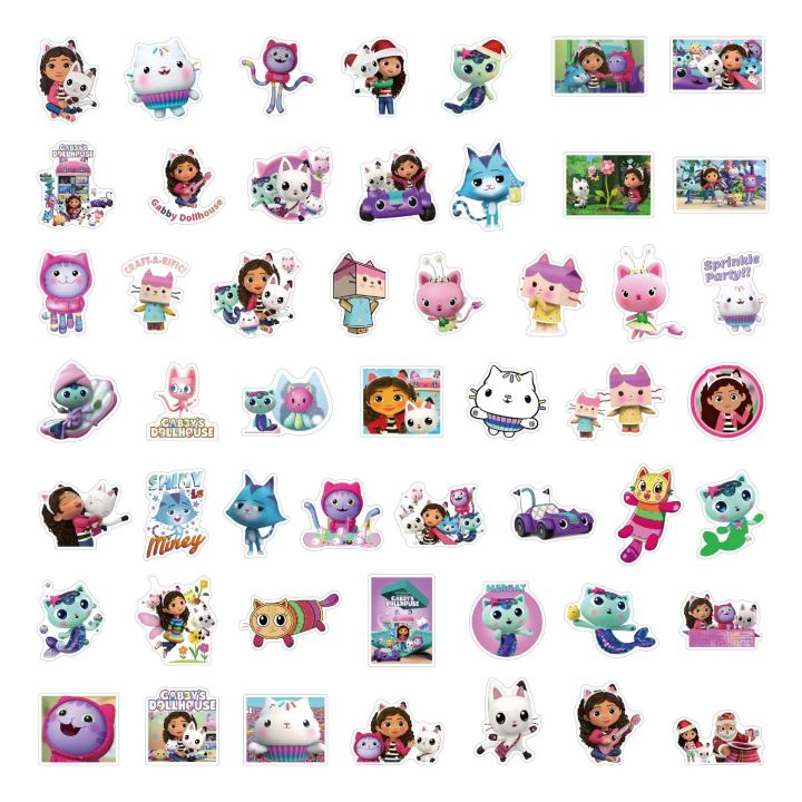 10pcs/30pcs/50pcs%20Gabby%20Dollhouse%20Cartoon%20DIY%20Party%20Decoration%20Stickers%20Birthday%20Party%20Supplies%20Kids%20Boys%20Girls%20%20-%20Image%203