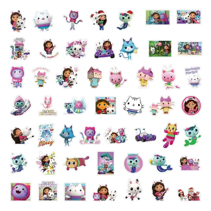 10pcs/30pcs/50pcs%20Gabby%20Dollhouse%20Cartoon%20DIY%20Party%20Decoration%20Stickers%20Birthday%20Party%20Supplies%20Kids%20Boys%20Girls%20%20-%20Image%203