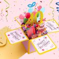 Happy Birthday Greeting Card With Envelope 3D Gift Box 18/30/40/50/60th Years Old Birthday Wishes Message Card Party Gift. 
