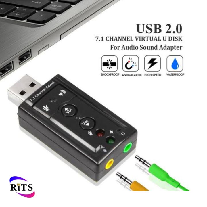 USB Sound Card 7.1 CH Channel 3D Audio Adapter With 3.5mm Headset and speaker input