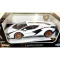 Lamborghini Sian White with Gold Rims 1:18 Scale Diecast Model Car Bburago. 
