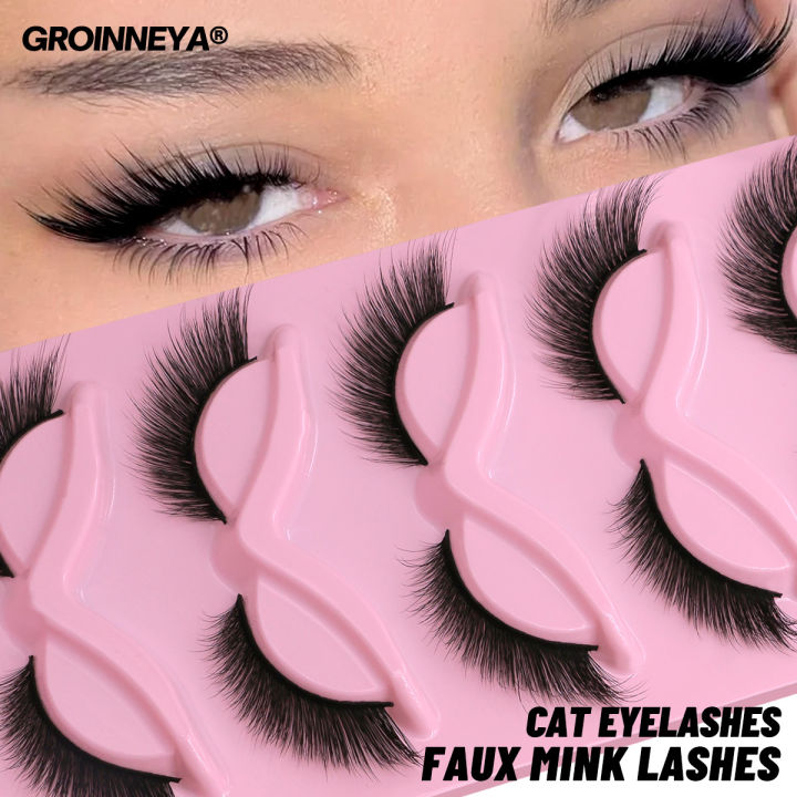 GROINNEYA%20Cat%20Eye%20Lashes%20Mink%20Eyelashes%203D%20Curl%20Winged%20Natural%20Realistic%20Messy%20End%20Eye%20Elongated%20False%20Eyelashes%20Soft%20Fake%20Lashe%20-%20Image%202