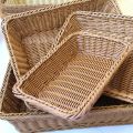 Hand-woven Imitation Rattan Wicker Basket Rectangular Storage Box Fruit Tea Snack Bread Basket Cosmetic House Kitchen Supplies. 