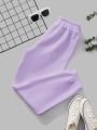 Plain Purple Fleece Winter Sweatpants Trouser For Women & Girls. 