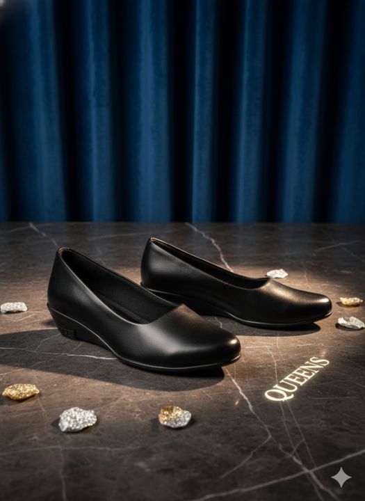 Whomen%20Official%20Mid%20Weg%C2%A0%20Heel%20Closed%20Shoes%20For%20Black%20Color%20-%20Image%204