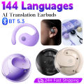 AI Real-time Language Translation Earphones Wireless BT 144 Languages Ear Hanging Headphone Translator for Travel Business. 