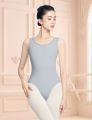 Women Vest Ballet Leotards Black Gymnastic Leotards Round Neck Dance Bodysuit High Elastic Ballerina Outfit for Adult. 