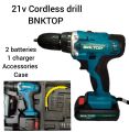 21V BNKTOP RUSSIAN BRAND CORDLESS DRILL DRIVER WITH ACCESSORIES IN BOX. 