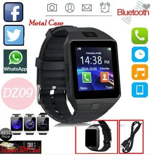 Smartwatch Dz09 Touch Screen SIM TF card SD Card Camera Call smart watch v8