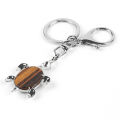 Sea Turtle Natural Crystal Stone Keychain Gemstone Chakra Keyring Natural Gemstone Cute Sea Turtle Keyring Energy Stone Keychain. 